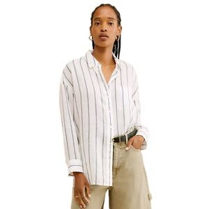 Madewell Oversized Blue and White Striped Button Down